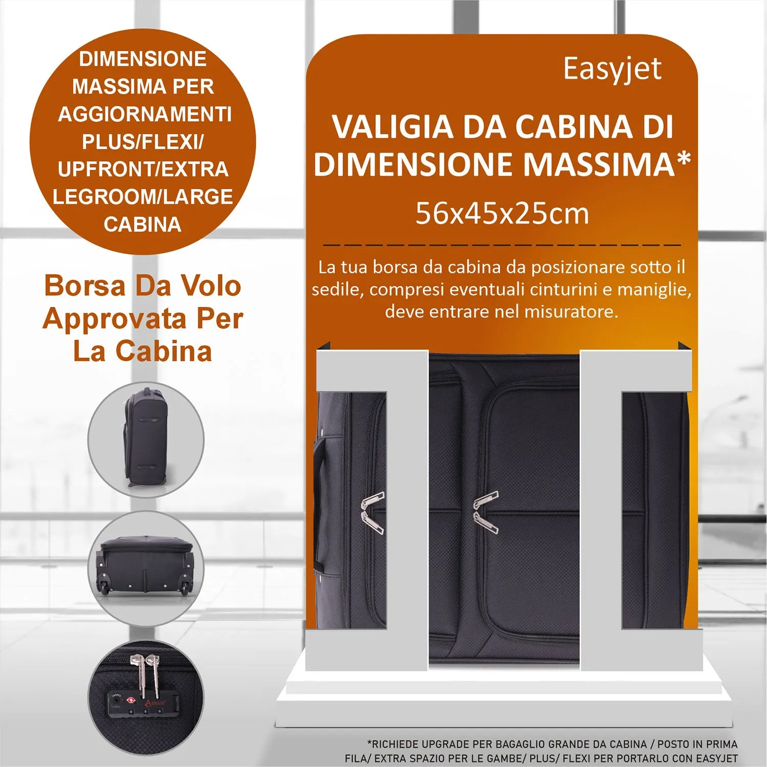 Aerolite 56x45x25cm Trolley Morbido Nero 60L British