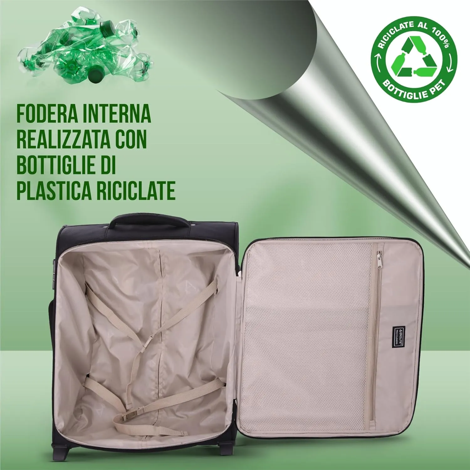 Aerolite 56x45x25cm Trolley Morbido Nero 60L British