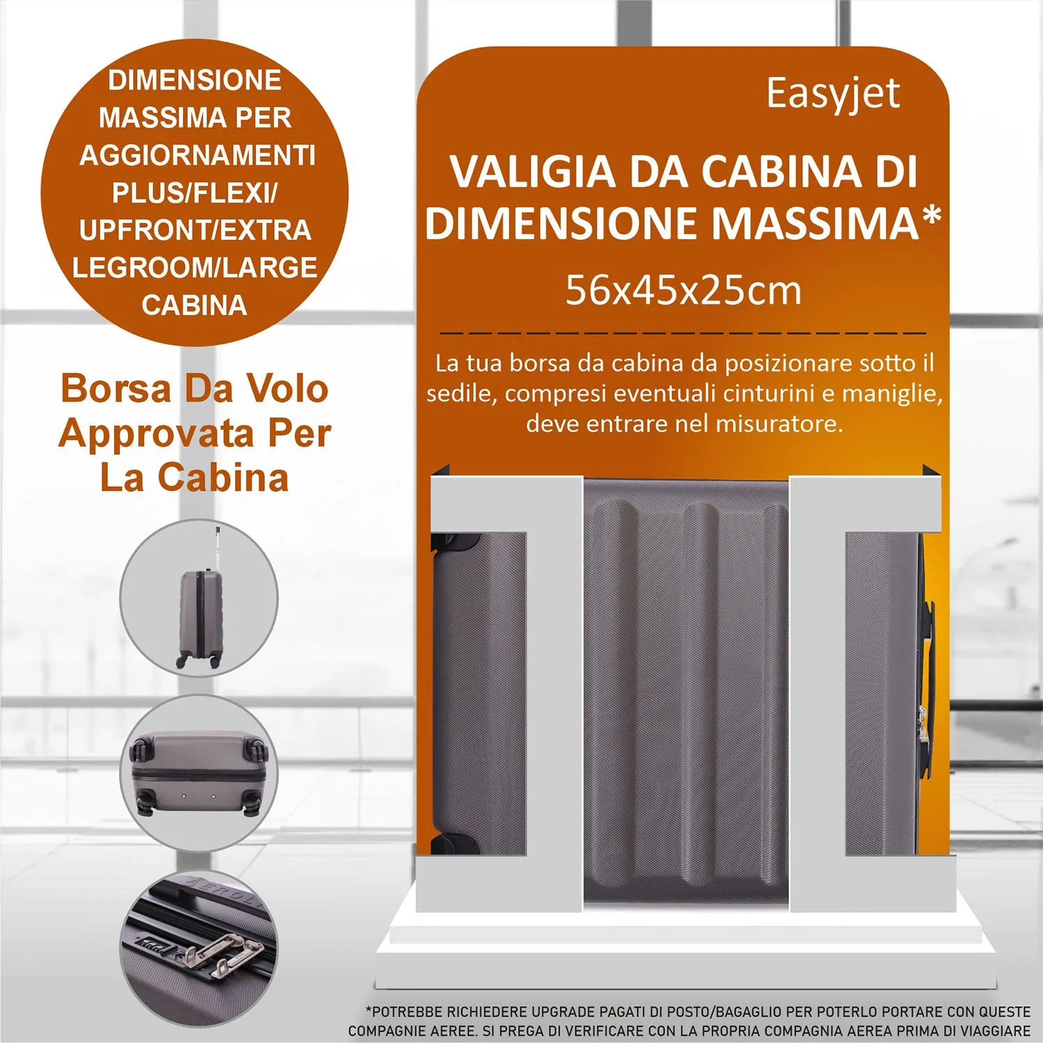 Aerolite 56x45x25cm Trolley Rigido Cabina 46L TSA