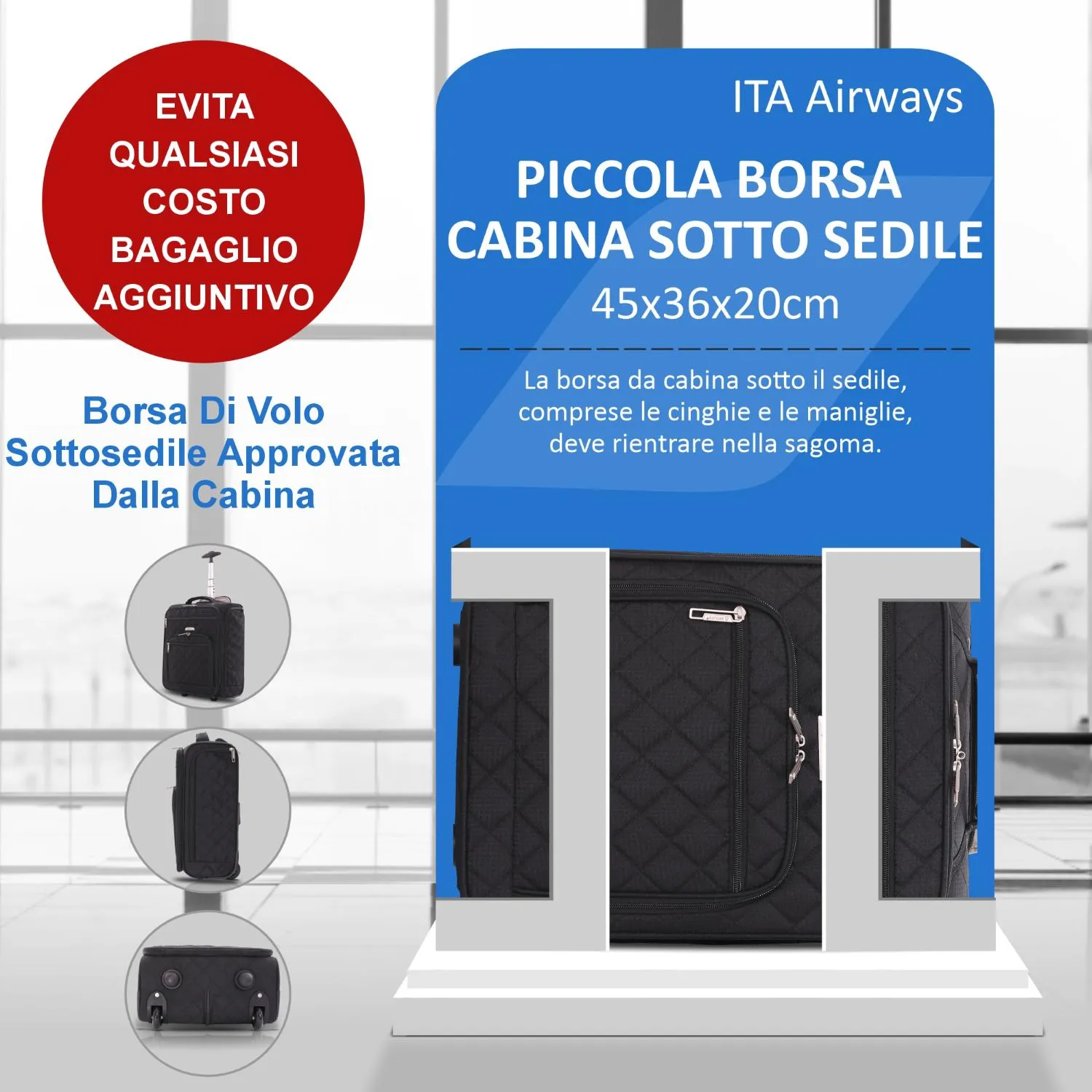 Aerolite 42x35x20cm Trolley Cabina Nero 28L Easyjet