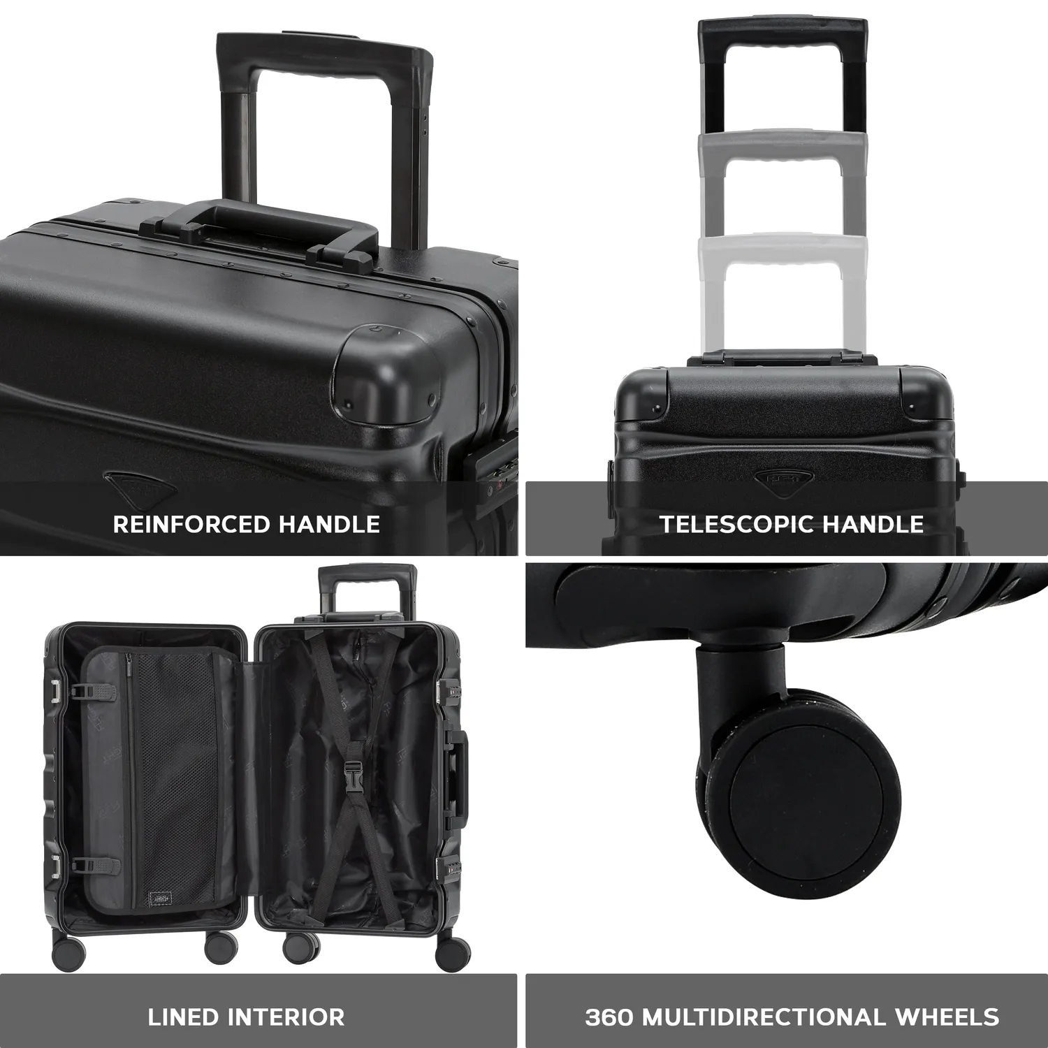 Flight Knight Aluminium Set 3 Valigie Rigide TSA Spinner