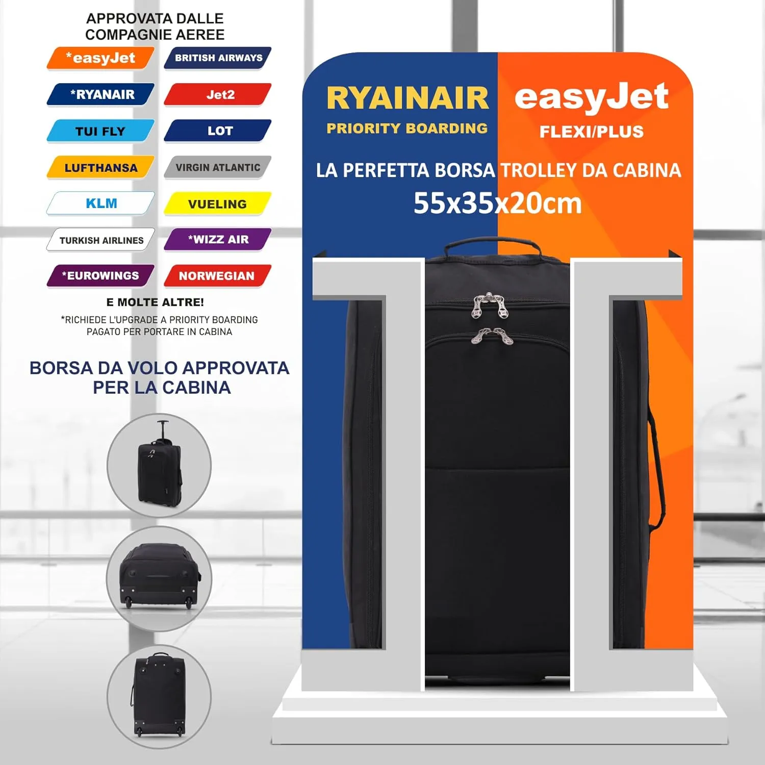 5 Cities trolley cabina 55 cm 2 ruote 42 l