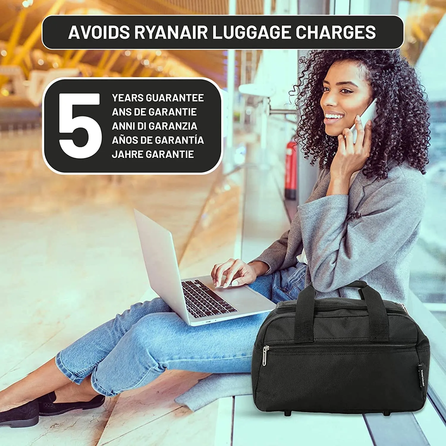 AeroLite 40x20x25 borsone nero 20L Ryanair 2 pezzi pieghevole