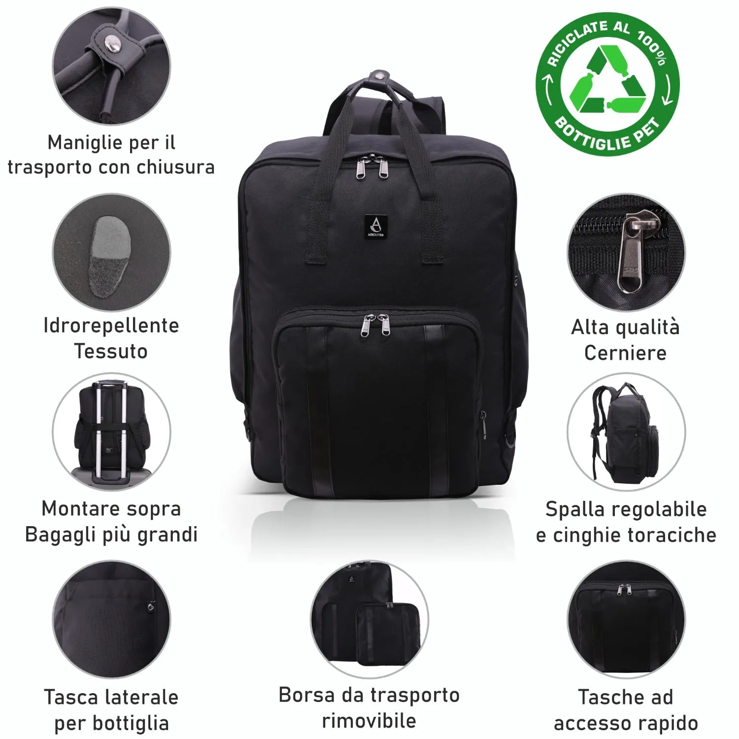 Aerolite 45x36x20cm Zaino Cabina 32,4L USB Easyjet