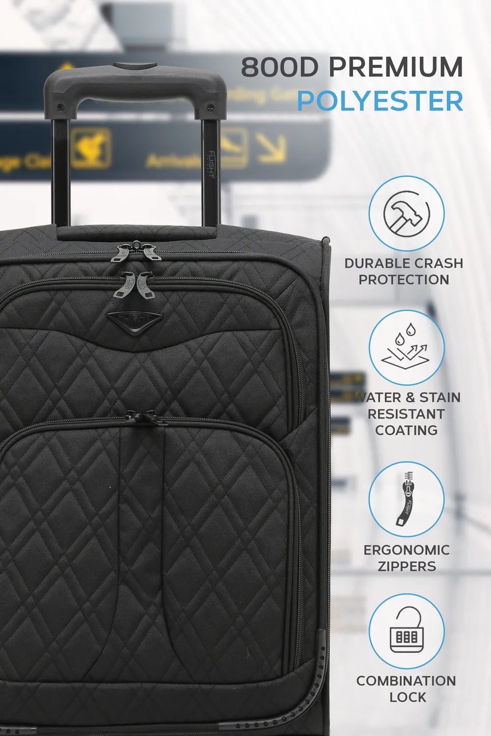 Flight Knight Quilted Set 3 Trolley Morbidi
