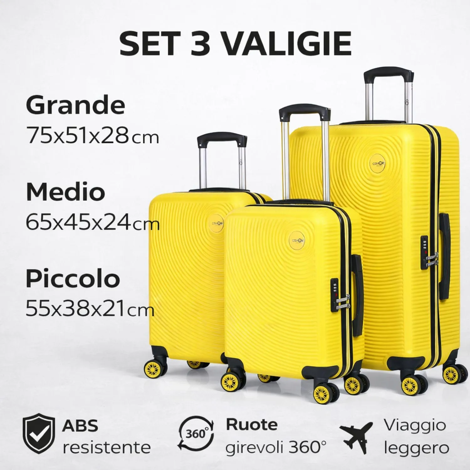 CABIN GO 5513 set 3 valigie rigide ABS