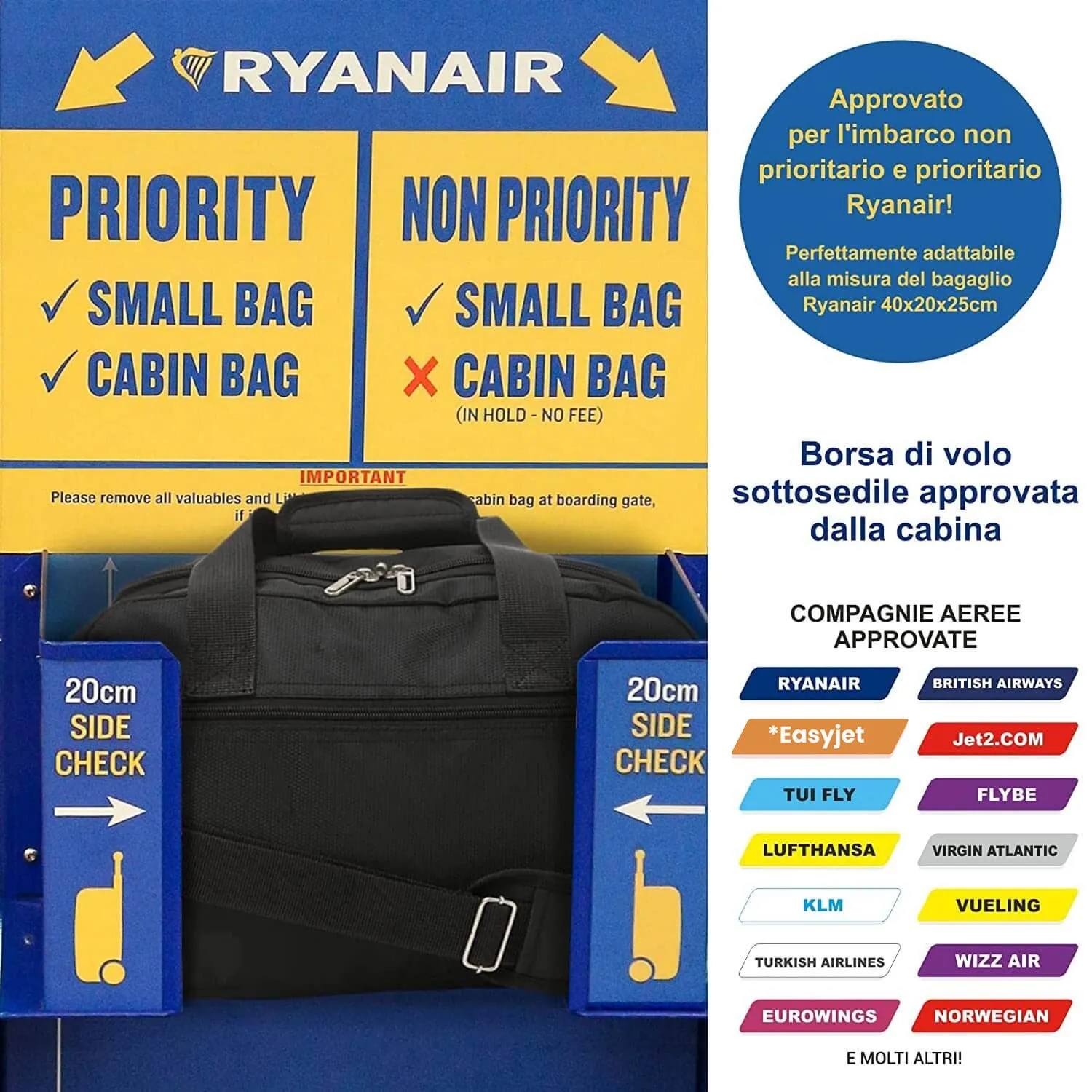 Aerolite HOLD615 borsa da viaggio 40x20x25 cm 20 L sotto sedile