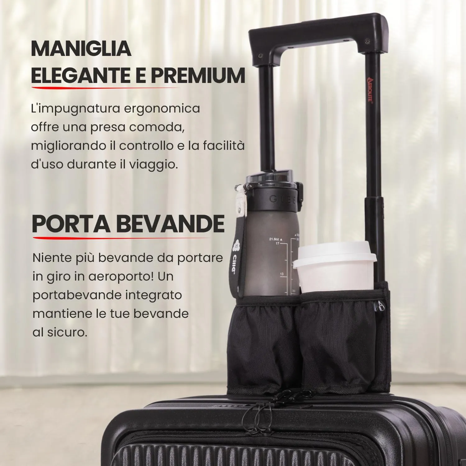Aerolite M-Lite Smart 21 trolley 55x40x23 con USB nero