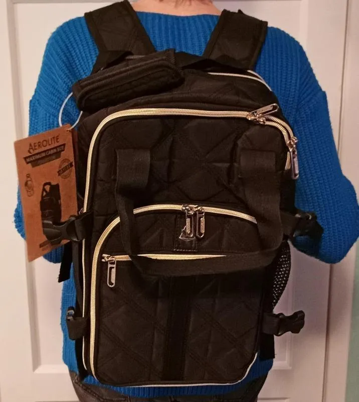 Aerolite 40x20x25 zaino nero 20L Ryanair trapuntato riciclato