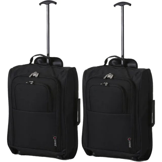 5 Cities Valencia 55x35x20cm Trolley Nero 42L Set 2